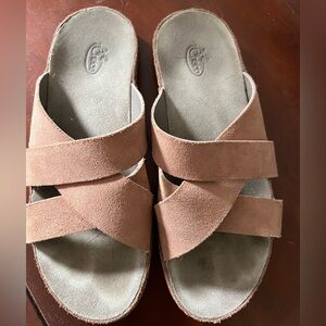 Chaco Wayfarer Brown Suede Cross Band Slide Sandal Size 9